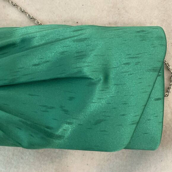 LULU TOWNSEND Green Sparkling Floral handbag purse clutch Stains Snap - Picture 4 of 12